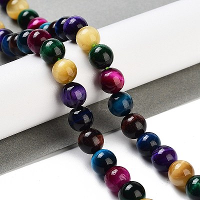 7 Colors Natural Tiger Eye Beads Strands G-A220-A01-02-1