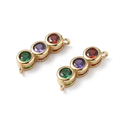 Brass Micro Pave Colorful Cubic Zirconia Connector Charms KK-E068-VF286-1