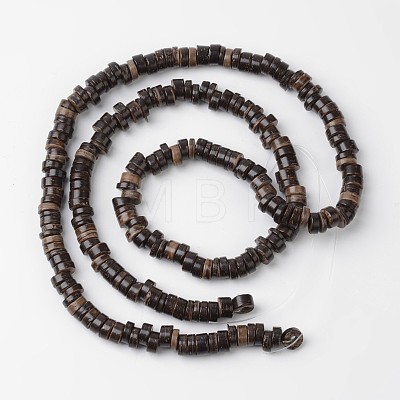 Dyed Natural Coconut Disc Bead Strands X-COCB-O003-07E-1