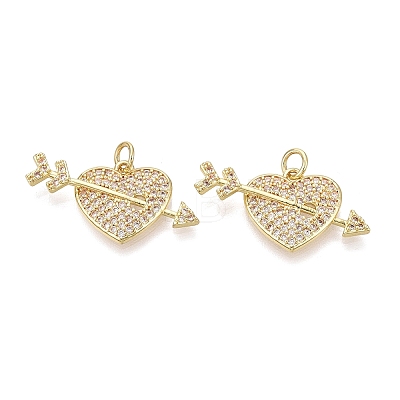 Valentine's Day Brass Micro Pave Clear Cubic Zirconia Pendants KK-Q072-10G-1