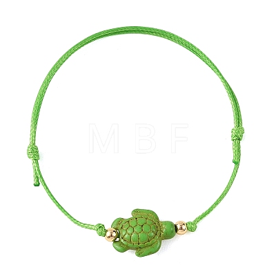 4Pcs 4 Colors Ocean Dyed Synthetic Turquoise Sea Turtle Beaded Adjustable Waxed Polyester Cord Bracelets for Women BJEW-JB14243-01-1