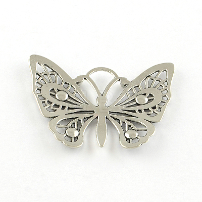 Butterfly Tibetan Style Alloy Pendant Rhinestone Settings TIBEP-S293-058AS-LF-1