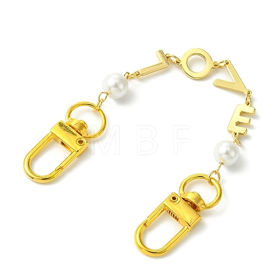 Brass & Shell Pearl Word LOVE Link Bag Extender Chains FIND-JF00149-01-1