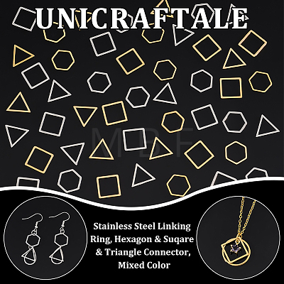 Unicraftale 48Pcs 6 Styles Stainless Steel Linking Ring STAS-UN0056-47-1