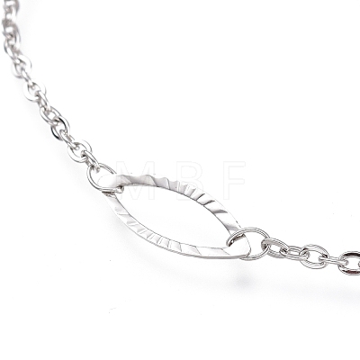 304 Stainless Steel Cable Chain Anklets AJEW-M026-11P-1