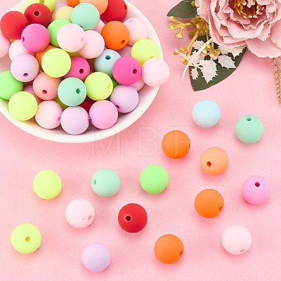 80Pcs Rubberized Style Opaque Acrylic Beads MACR-SP0001-64-1