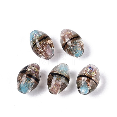 Two Tone Color Handmade Foil Glass Beads FOIL-Q001-01E-1