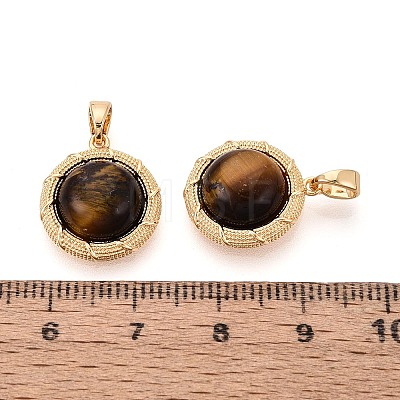 Natural Tiger Eye Pendants KK-N287-21G-1
