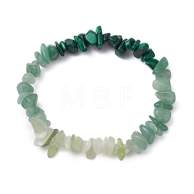 Natural Green Aventurine Chips Beaded Stretch Bracelets for Women BJEW-TA00557-02-1