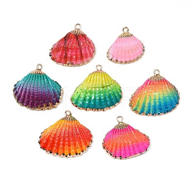 Spray Paint & Electroplate Sea Shell Pendants SSHEL-S262-07-1