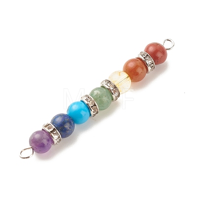 Chakra Natural & Synthetic Gemstone Connector Charms PALLOY-JF01513-1