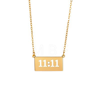 304 Stainless Steel Rectangle Pendant Necklaces NJEW-OY002-35G-1