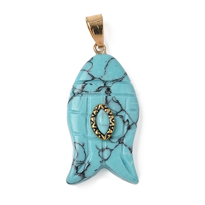 Synthetic Turquoise Carved Pendants G-Z084-01G-05-1