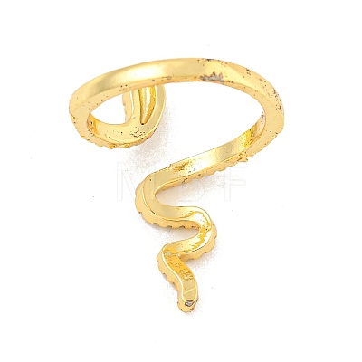 Rack Plating Snake Brass Micro Pave Clear Cubic Zirconia Cuff Rings for Women RJEW-C103-10G-1