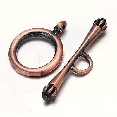 Brushed Brass Ring Toggle Clasps KK-L116-10R-NF-1