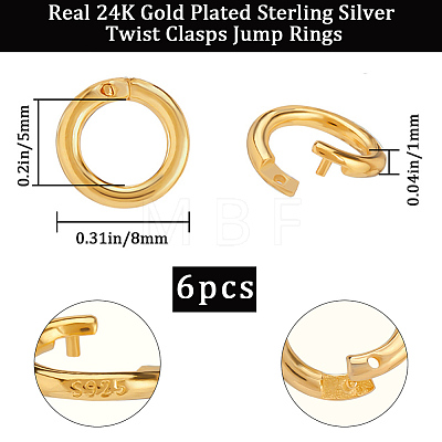 6Pcs 925 Sterling Silver Locking Jump Ring STER-BBC0008-69B-G-1