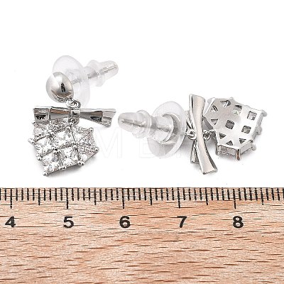 Brass Clear Cubic Zirconia Stud Earrings EJEW-D301-06P-04-1