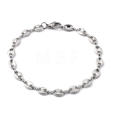 304 Stainless Steel Coffee Bean Chain Bracelets BJEW-JB05495-1