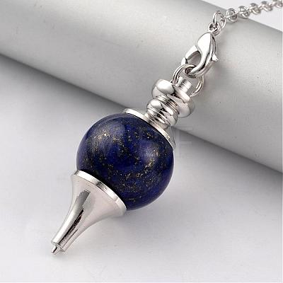 Natural Lapis Lazuli Sphere Dowsing Pendulums BJEW-E292-A03-1