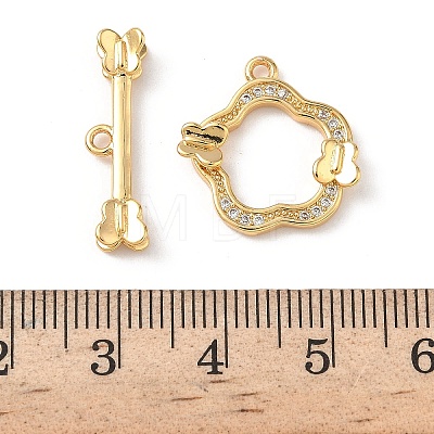 Brass Micro Pave Clear Cubic Zirconia Toggle Clasps KK-D504-07G-1