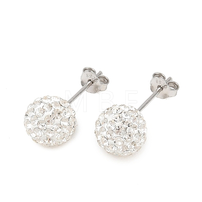 Gifts for Her Valentines Day 925 Sterling Silver Austrian Crystal Rhinestone Ball Stud Earrings for Girl Q286H011-1
