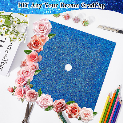 Square EVA Glitter Graduation Cap Topper Stickers DIY-WH20053-05F-1