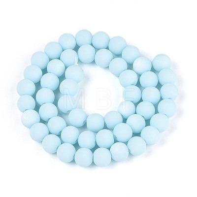 Frosted Opaque Glass Beads Strands GLAA-T032-P8mm-MBB10-1