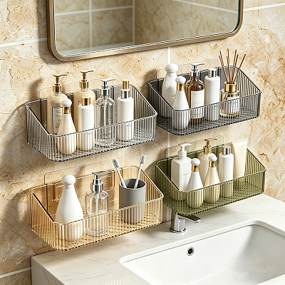 Rectangle Acrylic Wall Mounted Holders for Bathroom AJEW-FZC0003-02B-1