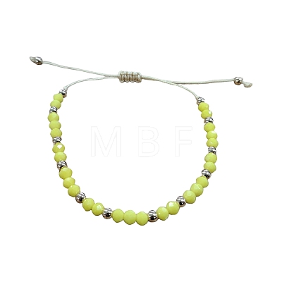 Glass & Brass Round Beads Braided Bead Bracelets RD6595-15-1