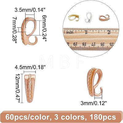 180Pcs 3 Colors Alloy Pendant Bails with Open Rings FIND-CA0004-98-1