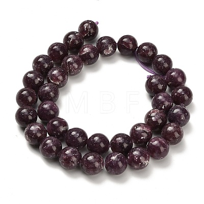 Natural Lepidolite/Purple Mica Stone Beads Strands G-H335-B03-12mm-A-1