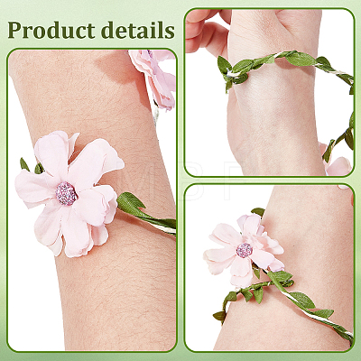 Flower Polyester with Iron wire Upper Arm Cuff Bangles for Women AJEW-GF0014-08A-1