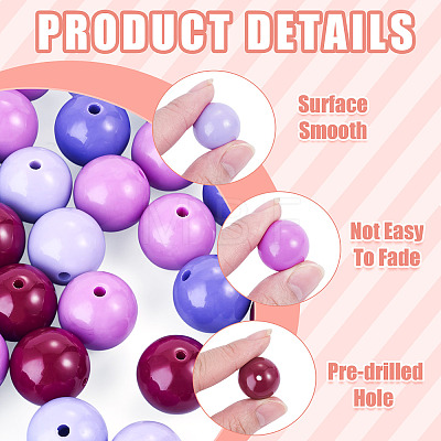 40Pcs 4 Colors Opaque Acrylic Beads MACR-TA0002-97B-1