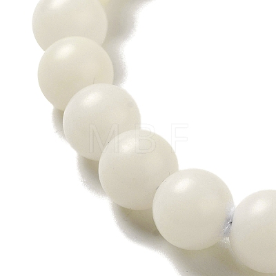 White Jade Bodhi Root Round Beaded Stretch Bracelet BJEW-B080-16-1