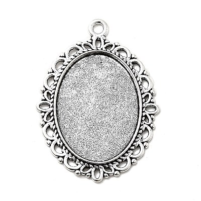 Tibetan Style Oval Alloy Pendant Cabochon Settings LS-TIBEP-Q054-44AS-RS-1