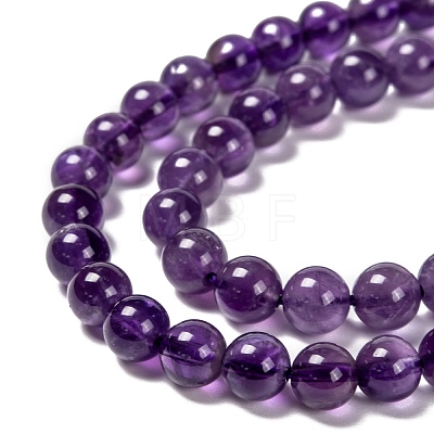 Natural Amethyst Round Bead Strands G-M304-18-6mm-1
