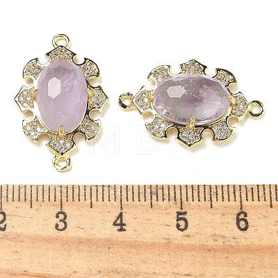 Natural Amethyst Faceted Oval Connector Charms G-G181-06G-04-1