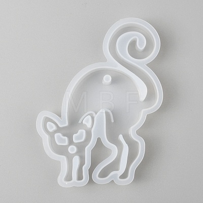 Halloween DIY Cat Shape Pendant Silicone Molds DIY-P006-40-1