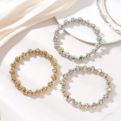 3Pcs CCB Plastic Beads Stretch Bracelets for Women BJEW-JB13242-1