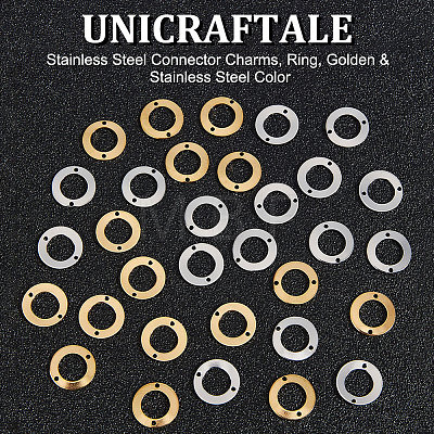 Unicraftale 32Pcs 2 Colors 304 Stainless Steel Connector Charms STAS-UN0049-77-1