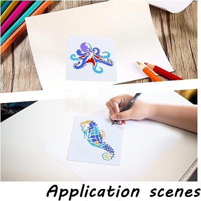 SUPERFINDINGS 1 Set Marine Organism Theme Plastic Drawing Painting Stencils Templates DIY-FH0003-42-1