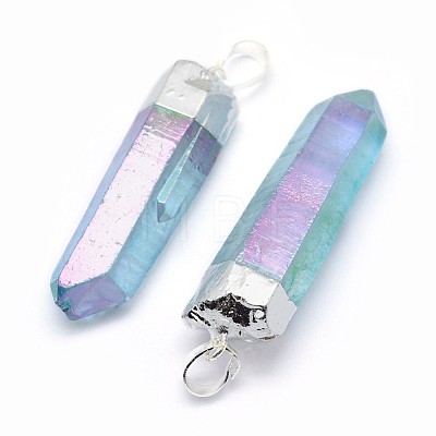 Faceted Natural Quartz Crystal Pointed Pendants G-F582-I01-S-1