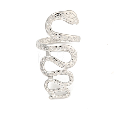 304 Stainless Steel Snake Wrap Open Cuff Ring for Women RJEW-A043-29P-1