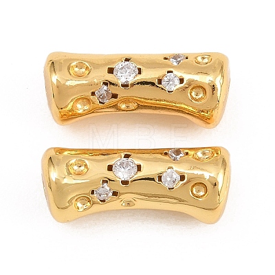Brass Micro Pave Clear Cubic Zirconia Beads KK-Z162-21G-1