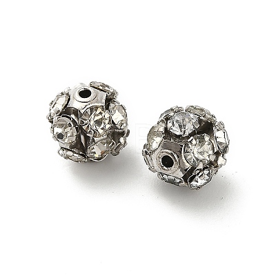 7mm Brass Crystal Rhinestone Beads KK-S519-01B-P-1