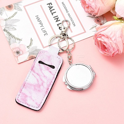 PU Leather & Iron Mirror Keychains HJEW-YW00545-02-1