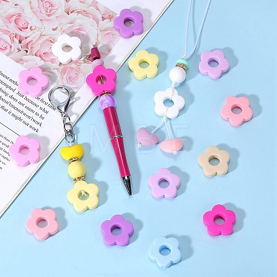 18Pcs 9 Colors Flower Food Grade Eco-Friendly Silicone Beads SIL-SZ0001-19-1