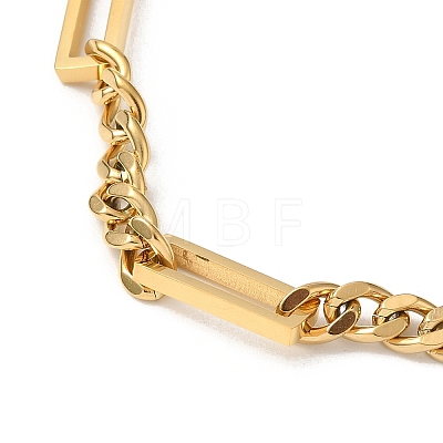 304 Stainless Steel Rectangle Link Chain Necklaces NJEW-H024-05G-1