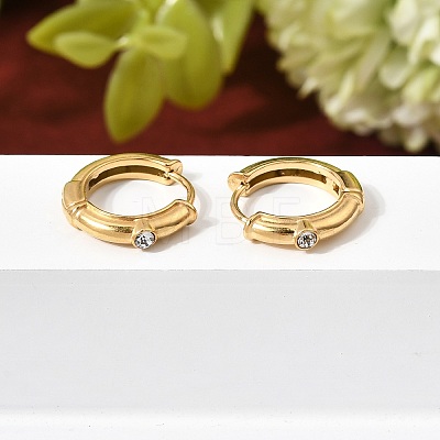 304 Stainless Steel Rhinestone Hoop Earrings EJEW-P344-06G-1