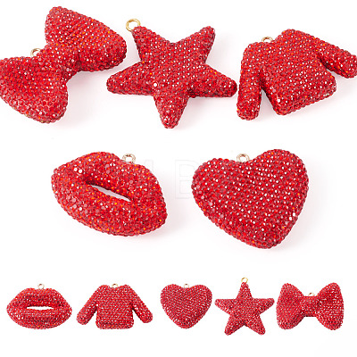 5Pcs 5 Styles Handmade Polymer Clay Pendants RB-BT0001-05E-1